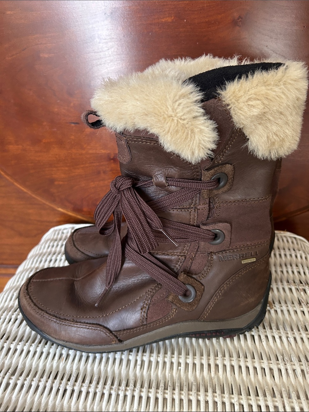 Merrell waterproof brown boots, women size 9